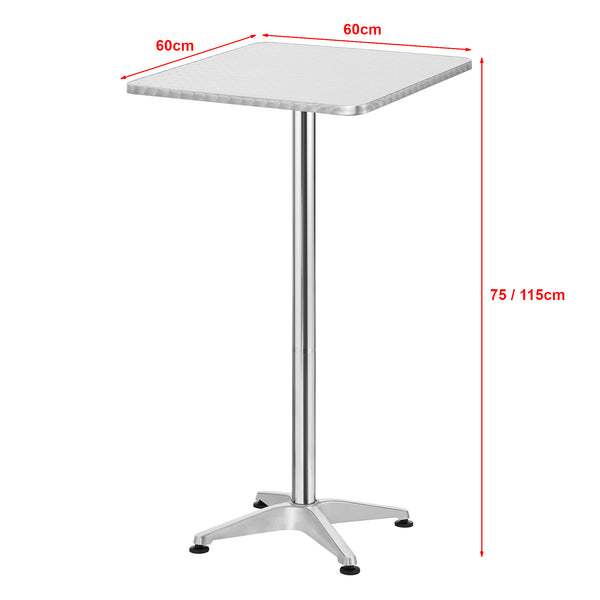 Table de bistrot carrée Järpen à hauteur réglable 75 cm / 115 cm [en.casa]