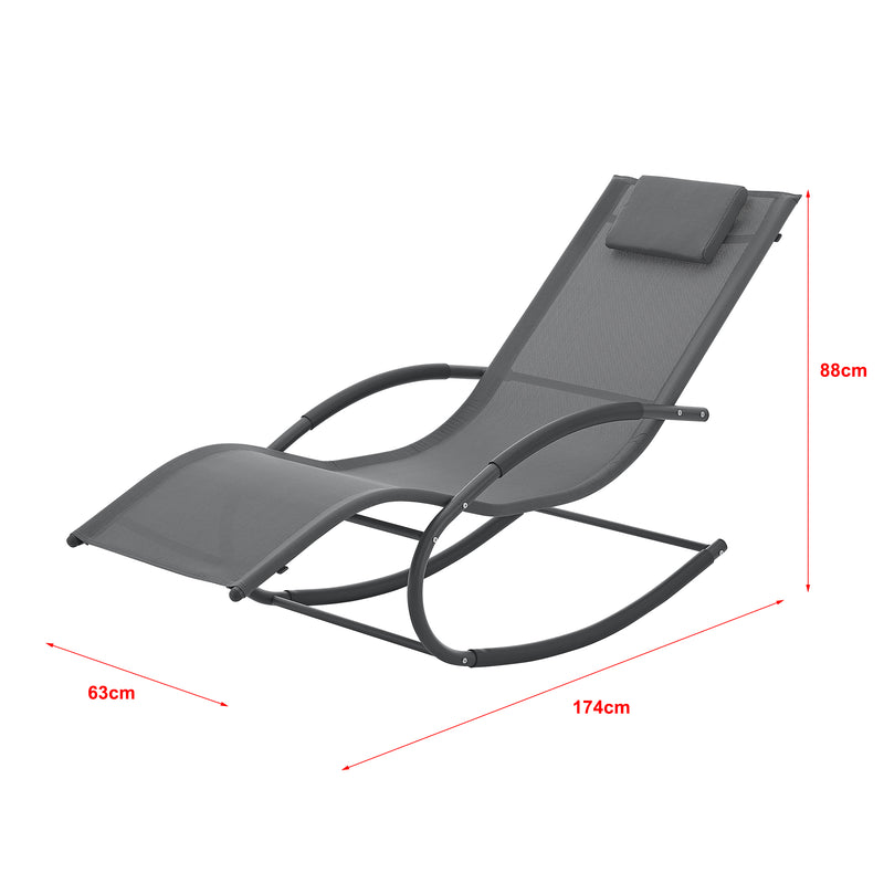Maatschets Ligstoel Tarent schommelstoel 174x63x88 cm donkergrijs [en.casa]