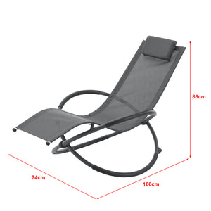 [en.casa] Ligstoel Pulsano schommelstoel 166x74x86 cm donkergrijs