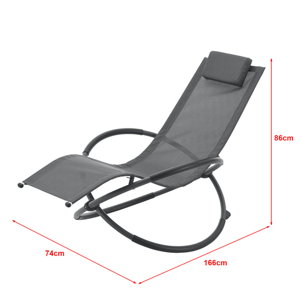 [en.casa] Ligstoel Pulsano schommelstoel 166x74x86 cm donkergrijs