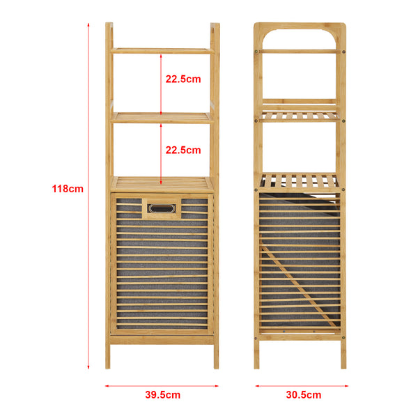 [en.casa] Wasmand Tidaholm bamboe met 2 planken 118x39,5x30,5 cm