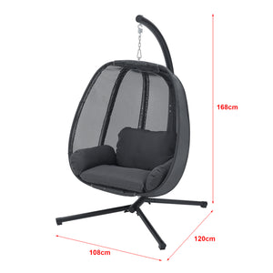 [en.casa] Hangstoel Abegondo met standaard en kussens donkergrijs