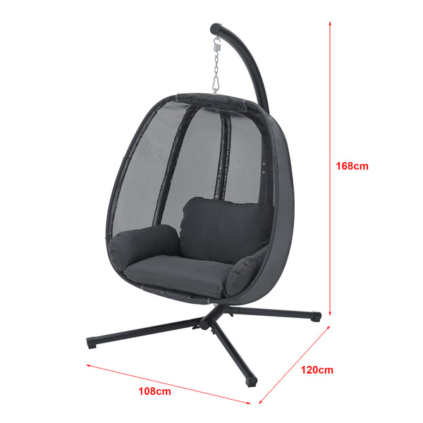 [en.casa] Hangstoel Abegondo met standaard en kussens donkergrijs