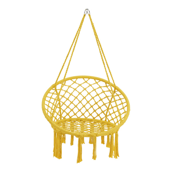 Siège suspendu rond à franges Jaina diamètre d'assise 60 cm jaune [en.casa]