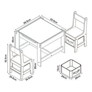 Ensemble table et chaises pour enfants Irixoa avec 2 boîtes de rangement [en.casa]