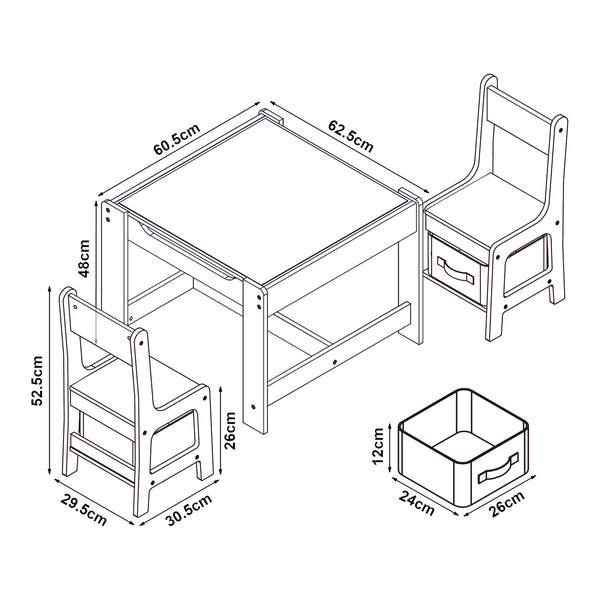 Ensemble table et chaises pour enfants Irixoa avec 2 boîtes de rangement [en.casa]