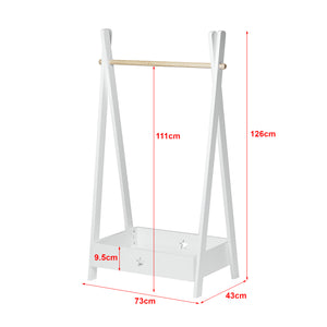 Garde-robe pour enfant Laxe avec compartiment de rangement 126 x 73 x 43 cm blanc [en.casa]