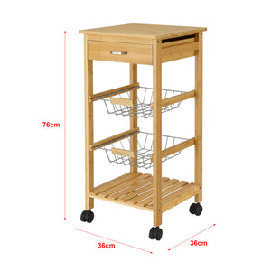 [en.casa] Keukentrolley Stenungsund bamboe 76x36x36 cm houtkleurig