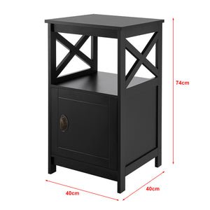 Table d'appoint Utajärvi avec compartiment de stockage à porte 74 x 40 x 40 cm noir [en.casa]