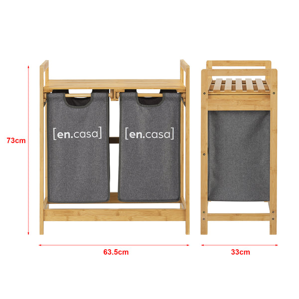 Meuble de rangement à linge Kärkölä avec 2 sacs 73 x 63,5 x 33 cm [en.casa]