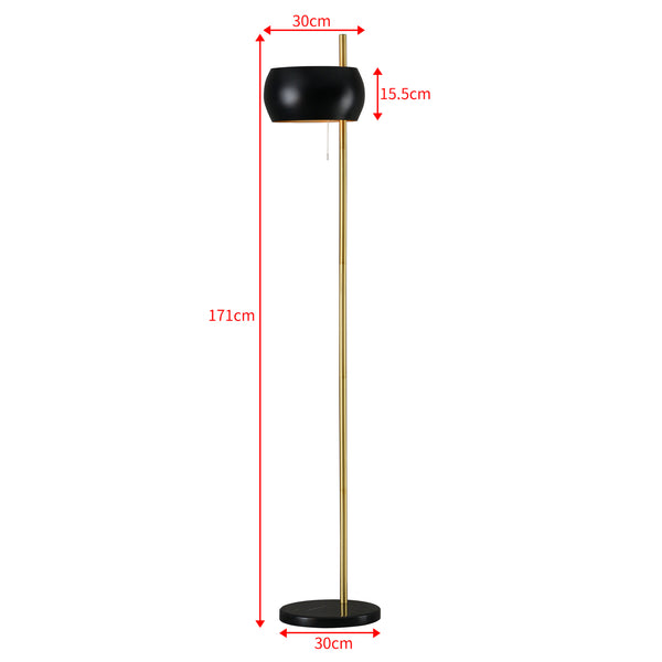 Lampadaire Luton à pied en marbre E27 hauteur 171 cm noir doré [lux.pro]