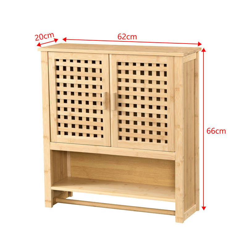 Maatschets [en.casa] Badkamerkast Borlänge bamboe 66x62x20 cm met handdoekhouder
