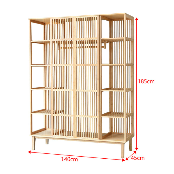 [en.casa] Kledingkast Hudiksvall bamboe 185x140x45 cm open kast