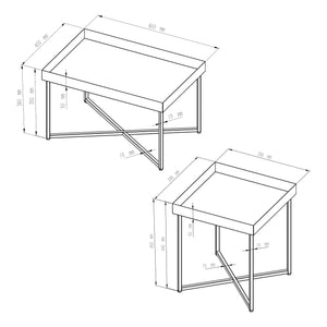Set de 2 tables basses Heinola à bord haut de tailles différentes noir mat [en.casa]
