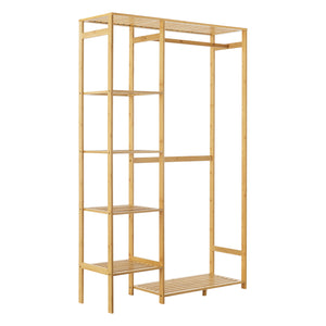 [en.casa] Bamboe kledingrek Eurajoki met planken 90x30x145 cm