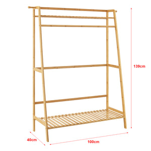 [en.casa] Bamboe kledingrek Föglö met kapstok 100x40x139 cm