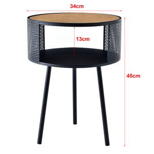 Table d'appoint Bjørnsund avec espace de stockage intérieur noir effet bois [en.casa]
