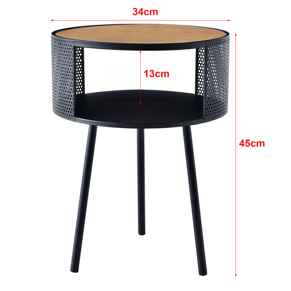 Table d'appoint Bjørnsund avec espace de stockage intérieur noir effet bois [en.casa]