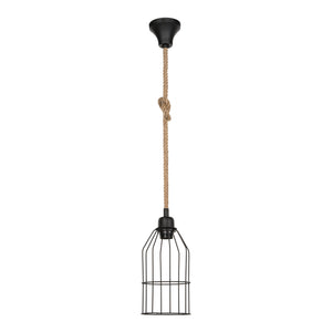 [lux.pro] Hanglamp Ashford E27 zwart en jute