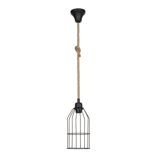 [lux.pro] Hanglamp Ashford E27 zwart en jute