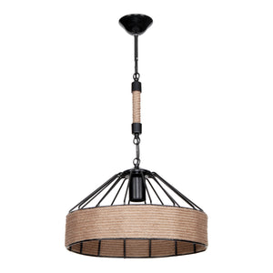 Suspension Bridgford en métal corde de jute 61 cm E27 noir / naturel [lux.pro]