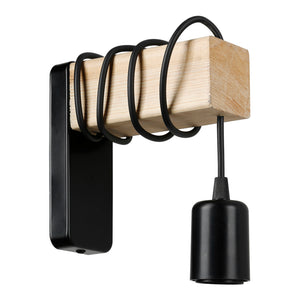 Applique murale Chelmsford 19 x 16,5 x 6 cm E27 noir / naturel [lux.pro]