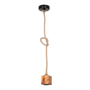 [lux.pro] Hanglamp Corby E27 zwart houtkleurig en jute
