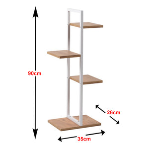 Support de plantes Blaabjerg à 3 niveaux 90 x 35 x 26 cm effet noyer / blanc [en.casa]