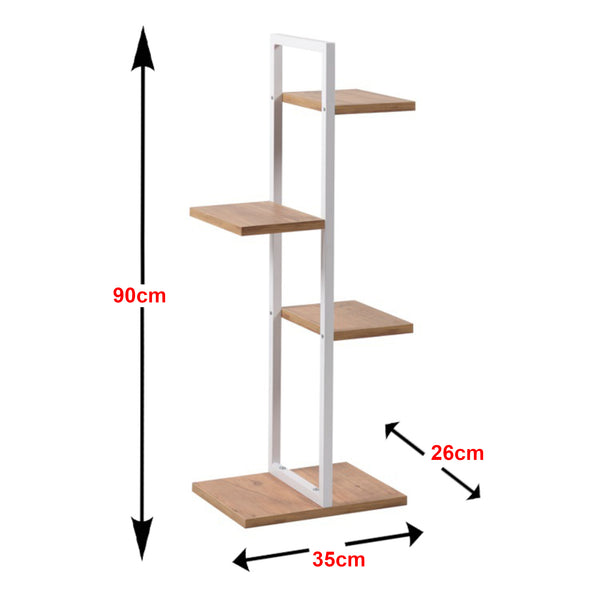 Support de plantes Blaabjerg à 3 niveaux 90 x 35 x 26 cm effet noyer / blanc [en.casa]
