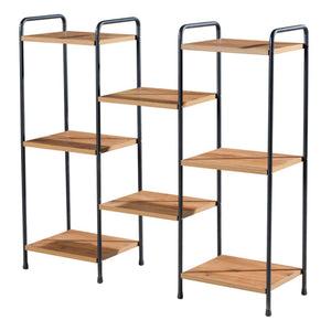 [en.casa] Staand rek Birkerød 100x110x30cm zwart en walnootkleurig