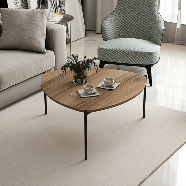 Table basse triangulaire Gladsaxe 40 x 90 x 89 cm effet noyer / noir [en.casa]