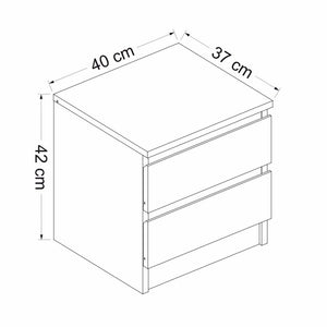 Table de chevet Fuglebjerg à 2 tiroirs 42 x 40 x 37 cm blanc [en.casa]