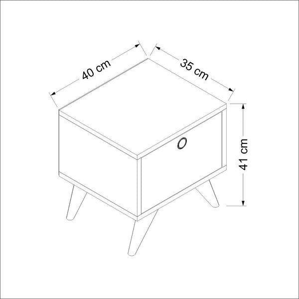 [en.casa] Nachtkastje Hinnerup 41x40x35 cm wit Eiken zwart