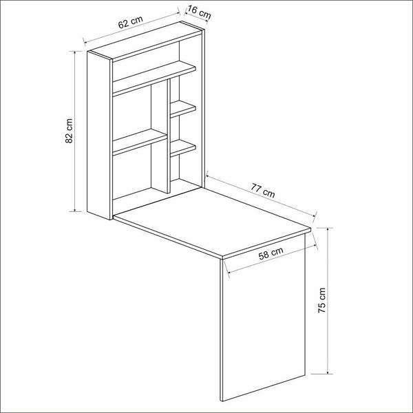 Bureau mural Greve rabattable avec étagère intégrée 82 x 62 x 16 cm blanc / effet noyer [en.casa]