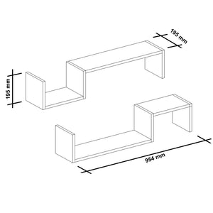 [en.casa] Wandplank Gram set van 2 wit