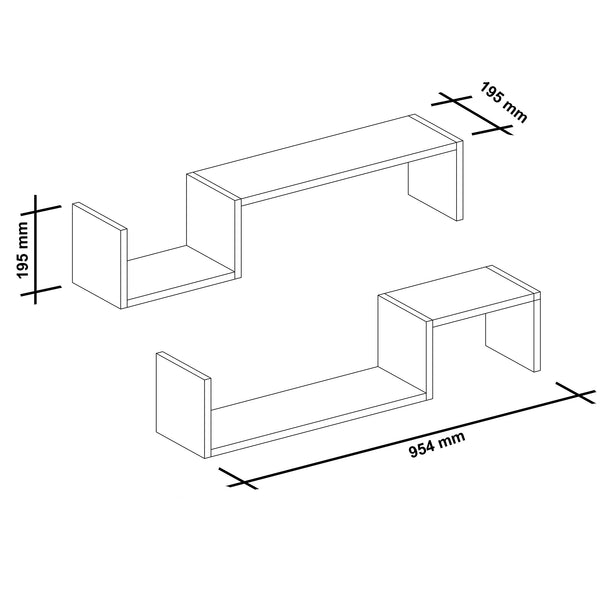 [en.casa] Wandplank Gram set van 2 wit