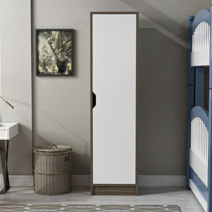 Meuble de rangement Egvad à porte pour chambre 154 x 40 x 30 cm effet noyer / blanc [en.casa]