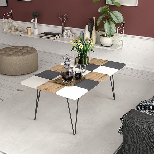 Table basse rectangulaire Give à pieds épingle à cheveux multicolore [en.casa]
