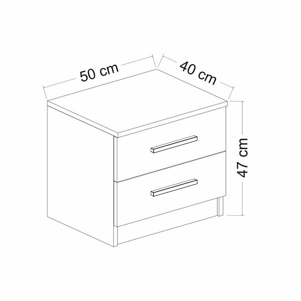 Table de chevet Fanø à 2 tiroirs 47 x 50 x 40 cm anthracite [en.casa]