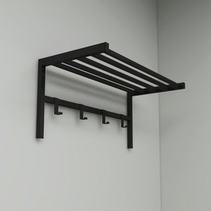 [en.casa] Wandkapstok Tolga met plank 32,5x69x34 cm zwart