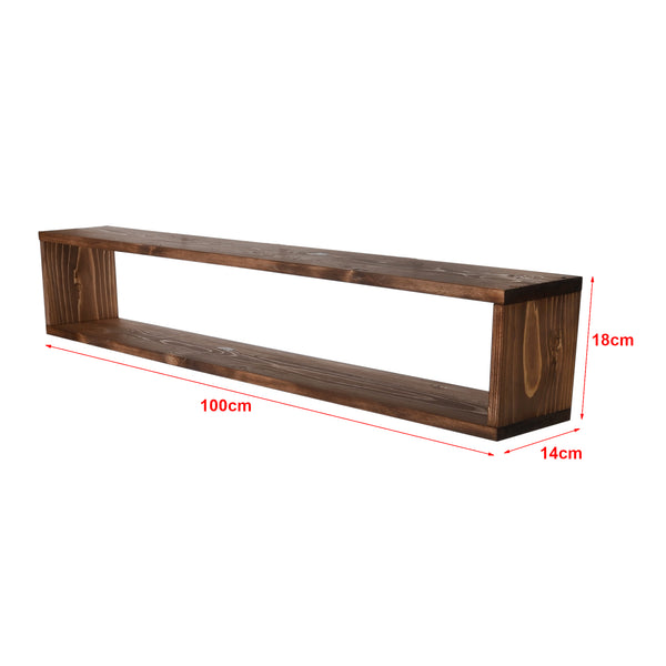 [en.casa] Wandplank set van 3 Næstved 100x14x18 cm houtkleurig