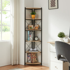 [en.casa] Plantenstandaard Ulfborg 160x30x30 cm houtkleurig en zwart