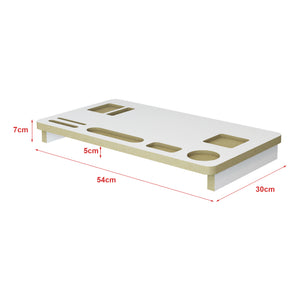 Monitorstandaard Tjele verhoger 7x54x30 cm wit en houtkleurig [en.casa]