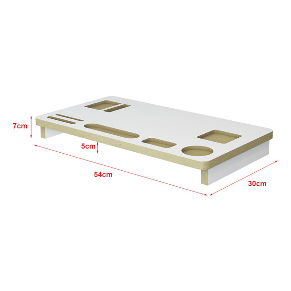 Monitorstandaard Tjele verhoger 7x54x30 cm wit en houtkleurig [en.casa]