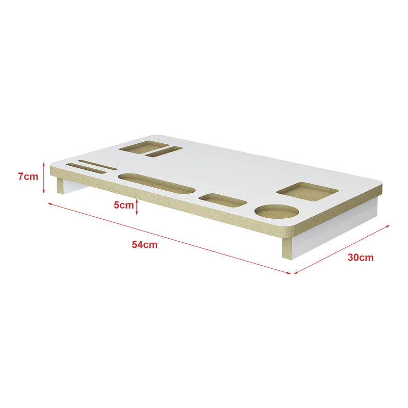 Maatschets Monitorstandaard Tjele verhoger 7x54x30 cm wit en houtkleurig [en.casa]