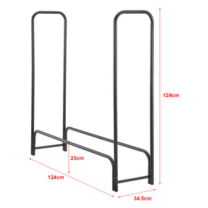 [casa.pro] Metalen brandhout rek houtopslag 124x124x34,5 cm zwart