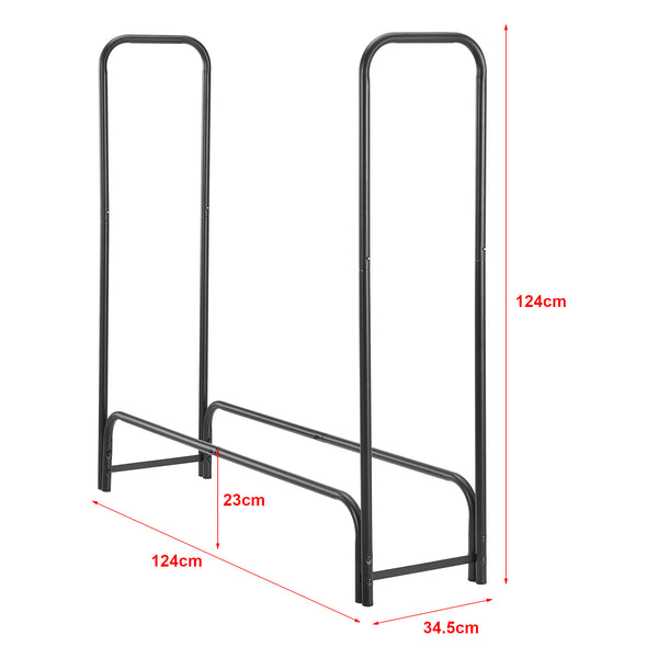 [casa.pro] Metalen brandhout rek houtopslag 124x124x34,5 cm zwart