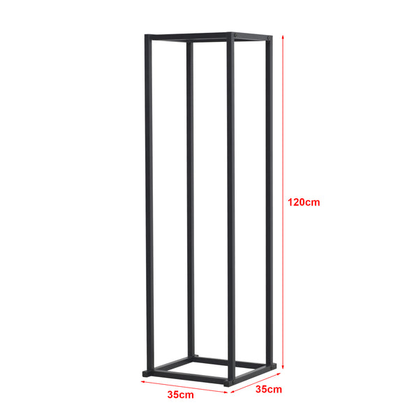 Range-bûches Tibro en acier 35 x 35 x 120 cm noir [en.casa]