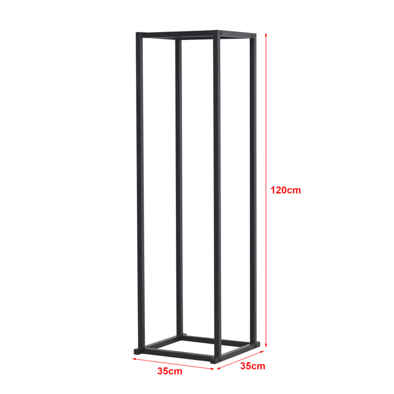 Croquis coté Range-bûches Tibro en acier 35 x 35 x 120 cm noir [en.casa]