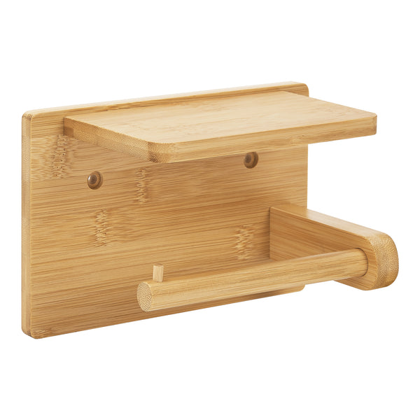 Porte-papier toilette Vallentuna avec porte-téléphone bambou [en.casa]